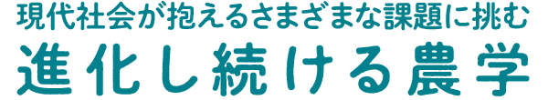 現代社会が抱えるさまざまな課題に挑む 進化し続ける農学